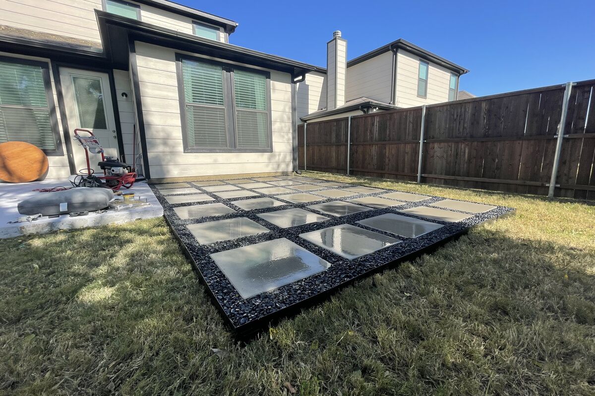 Freshly sodded backyard lawn in the DFW area
